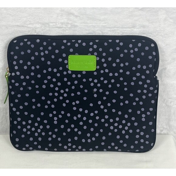 Kate Spade New York 10 Inch Tablet Soft Case iPad Black Purple Cream Dots - Picture 1 of 6